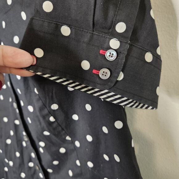 Talbots Womens Black & White Polka-dot Print Short Sleeve Non-iron Top Blouse 8P - Picture 5 of 10